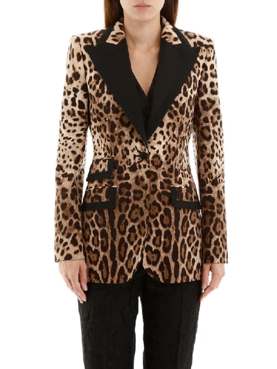 Shop Dolce & Gabbana Leopard Print Blazer In Leo New (brown)