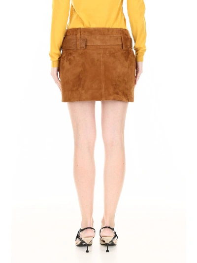 Shop Prada Suede Mini Skirt In Nocciola (brown)