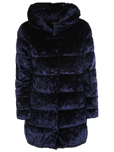 Shop Save The Duck Furry Classic Hooded Padded Parka In Blue