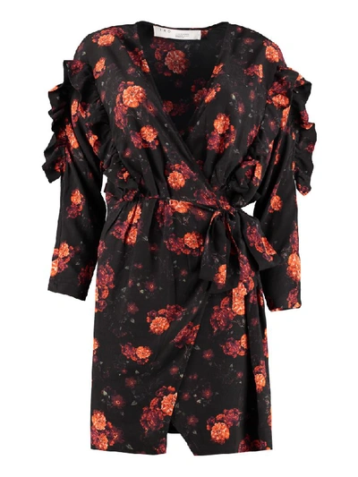 Shop Iro Nucha Dress With Floral Print In Black
