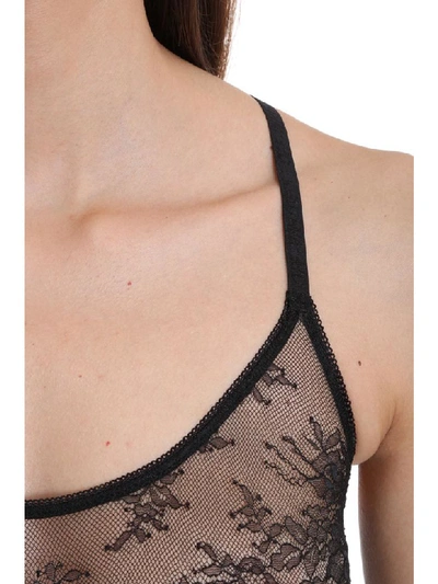 Shop Off-white Lace Cropped Lingerie In Black Polyamide