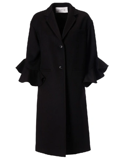 Shop Valentino Single Breasted Coat In Black
