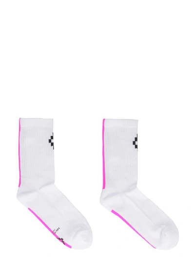 Shop Marcelo Burlon County Of Milan Cotton Blend Socks With Logo In White