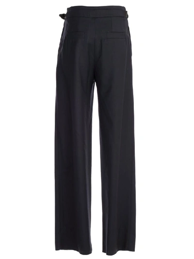 Shop Eudon Choi High Waisted Trousers In Navy