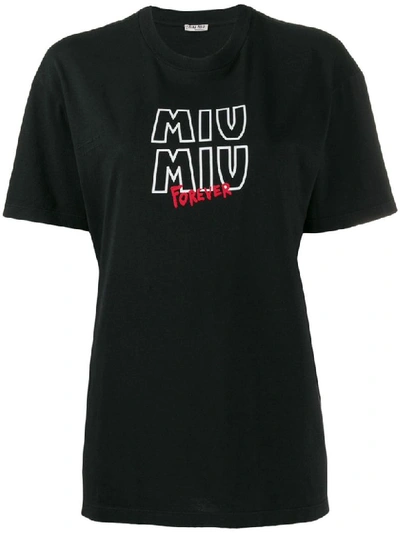 Shop Miu Miu T-shirt Printed In Nero