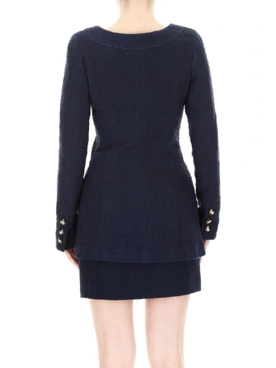 Shop Alessandra Rich Long Tweed Jacket In Blue (blue)