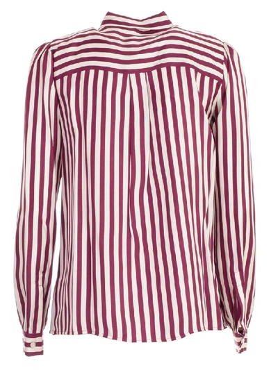 Shop Michael Michael Kors Shirt L/s W/knot On Neck Foulard Fantasy In Bone Garnet