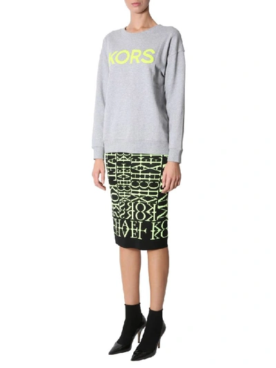 Shop Michael Michael Kors Sweatshirt With Logo Print In Giallo