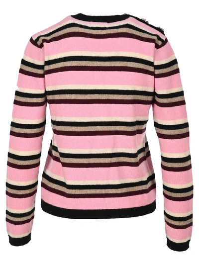 Shop Ganni Cashmere Knit Multicolor Pullover In Pink Multicolor