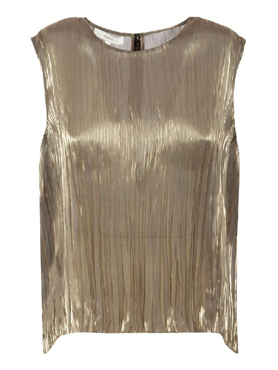 Shop Vince Iridescent Pleated Shell Top In Moonstone