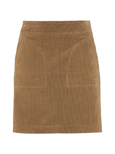 Shop Apc Shanya Velvet Skirt In Camel