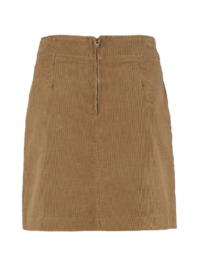 Shop Apc Shanya Velvet Skirt In Camel