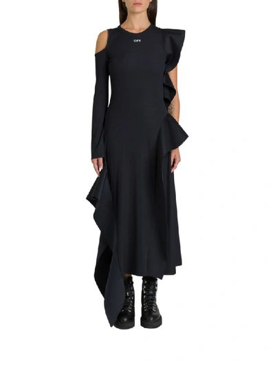 Shop Off-white Deconstructed Off Logo Dress In Nero