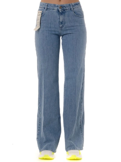 Shop Stella Mccartney Flared Cotton Denim Jeans In Vintage Light Blue