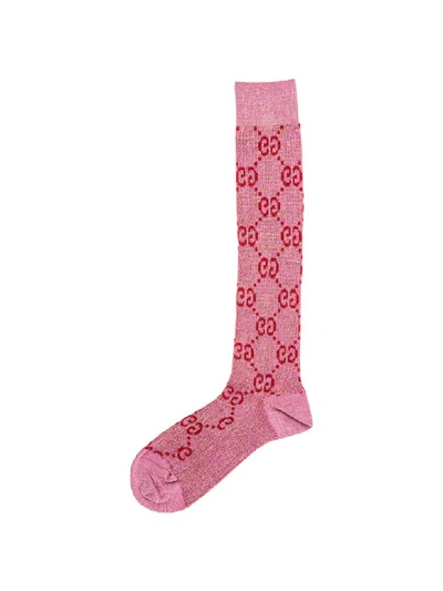 Shop Gucci Jazz O Knee High Socks In Rosa