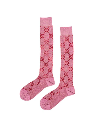 Shop Gucci Jazz O Knee High Socks In Rosa