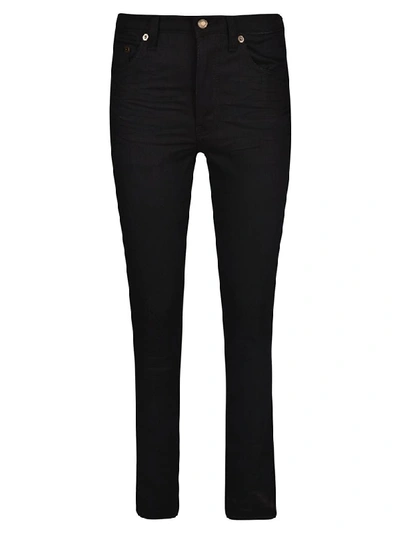 Shop Saint Laurent Semi-flared Leg Jeans In Used Black