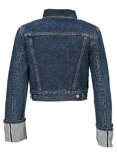 Shop Helmut Lang Cropped Denim Jacket In Blue Washed