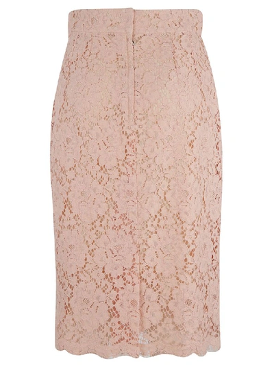 Shop Dolce & Gabbana Floral Lace Skirt In Pink