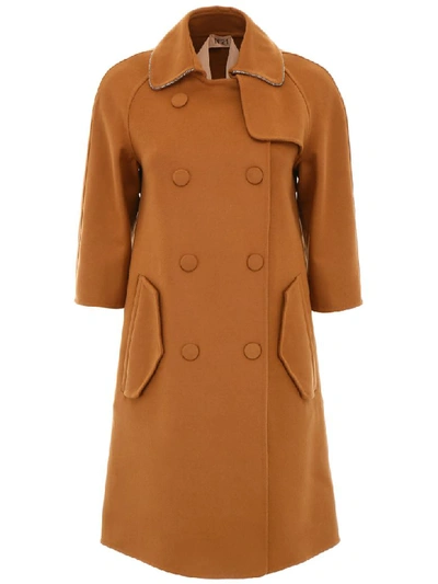 Shop N°21 Midi Coat In Cammello (brown)