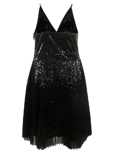 Shop Msgm Pleated Dress In Black