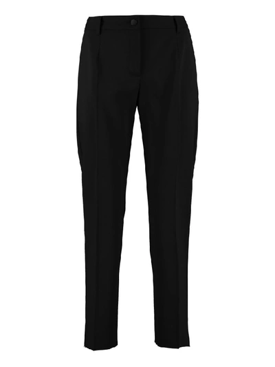 Shop Dolce & Gabbana Stretch Wool Tailored Trousers In Black