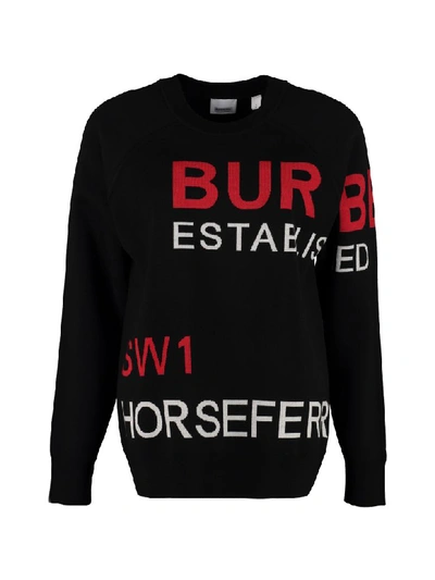 Shop Burberry Merino Wool Crew-neck Pullover In Black