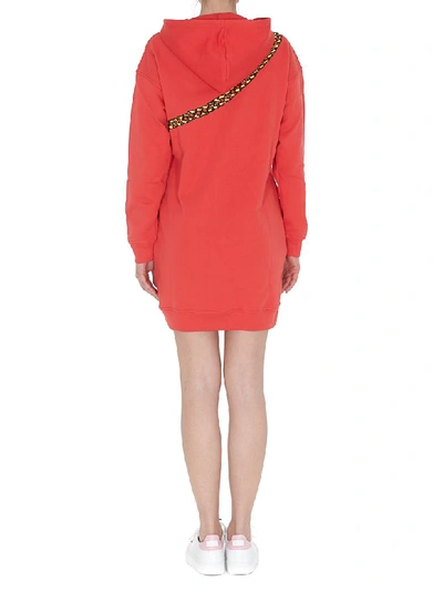 Shop Moschino Pixel Capsule Short Hooded Dress In Multicolor