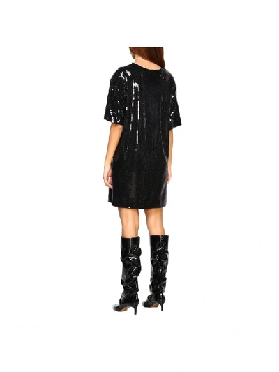 Shop Moschino Couture Halloween Collection Dress In Sequins With Trick Or Chic Writing In Black