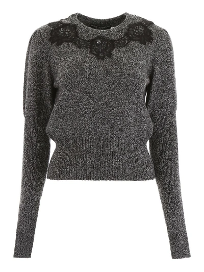 Shop Dolce & Gabbana Pullover With Lace Inserts In Variante Abbinata (grey)
