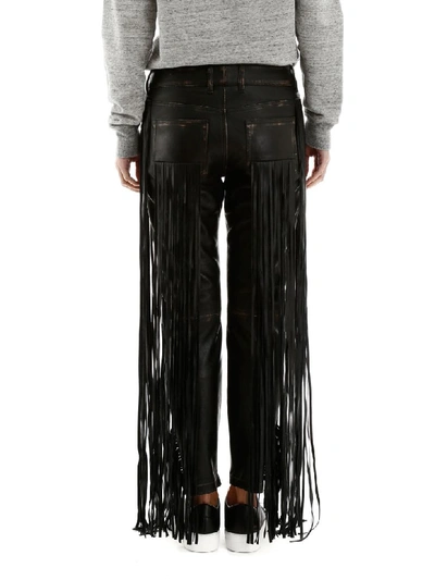 Shop Golden Goose Fringed Leather Trousers In Black Fringes (black)