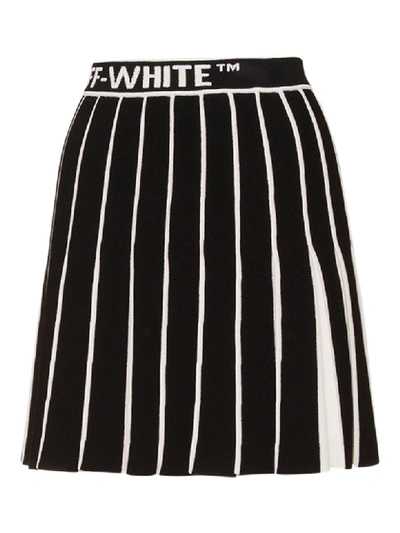 Shop Off-white Contrasting Pleated Skirt In Nero