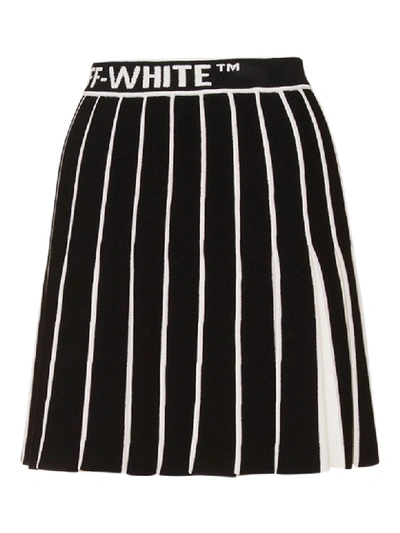 Off-white Contrasting Pleated Skirt In Nero