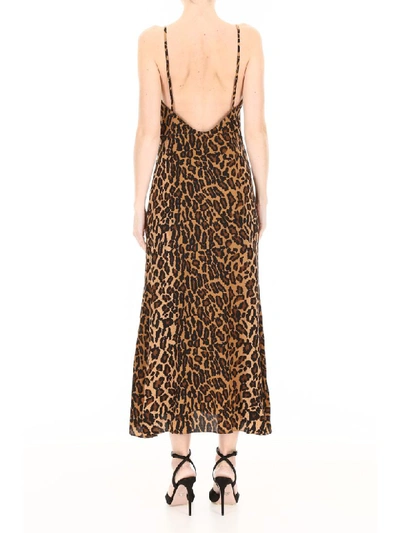 Shop Miu Miu Leopard-printed Dress In Kaki (beige)