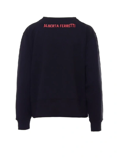 Alberta Ferretti Topo Gigio Print Cotton Sweatshirt In Black