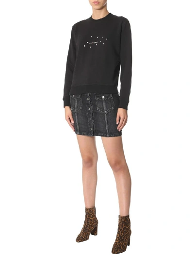 Shop Saint Laurent Round Neck Sweatshirt In Nero