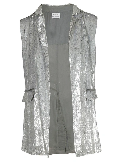 Shop P.a.r.o.s.h Sleeveless Sequined Gilet In Silver