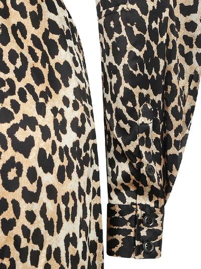 Shop Ganni Long Dress In Leopard