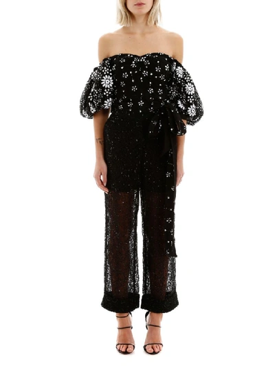 Shop Self-portrait Sequin Top In Black (black)