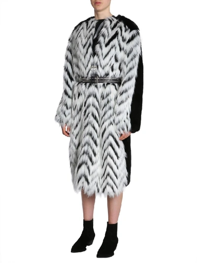 Shop Givenchy Faux Fur Long Coat In Nero