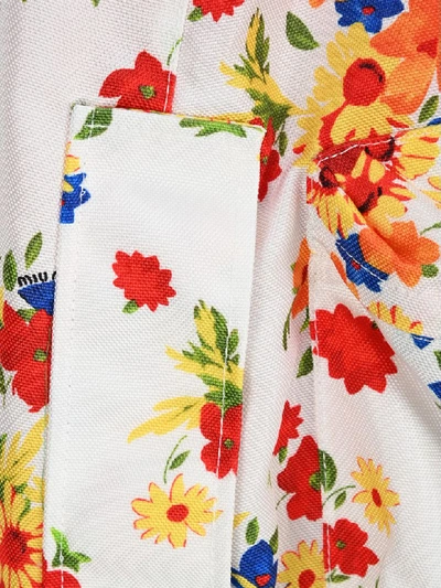 Shop Miu Miu Floral Panama Cape In White Floral Print