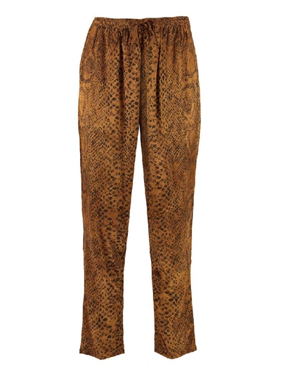 Shop Mes Demoiselles Kung Printed High-rise Trousers In Ocher