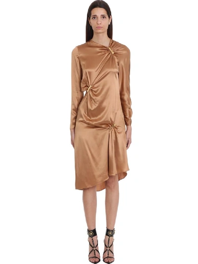 Shop Versace Dress In Brown Silk