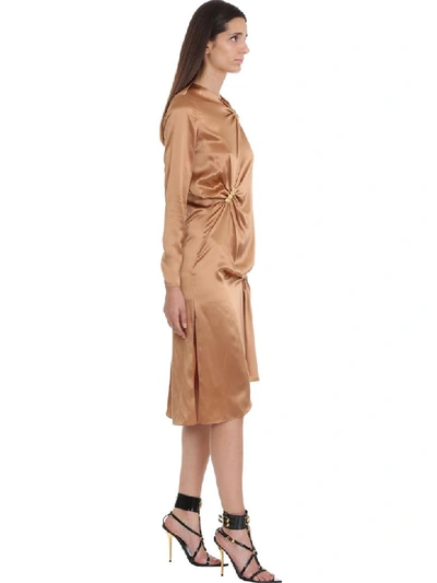 Shop Versace Dress In Brown Silk