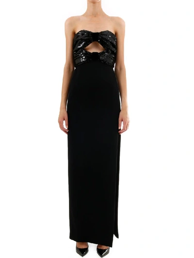 Shop Saint Laurent Sequins Long Dress In Black