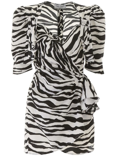 Shop Attico Zebra Print Mini Dress In Bianco Nero (black)