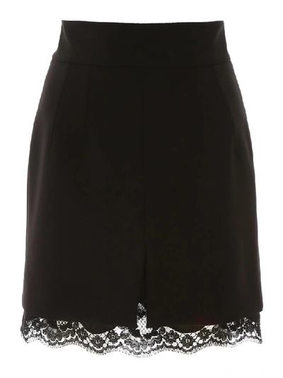Shop Dolce & Gabbana Mini Skirt With Lace Trim In Nero (black)