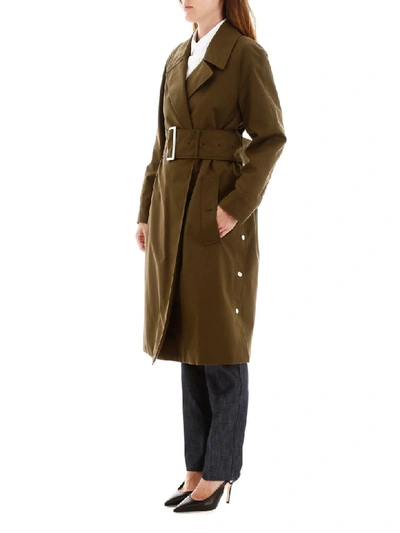 Shop Burberry Camelford Trench Coat In Dark Military Khaki (green)