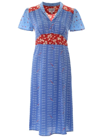 Shop Hvn Morgan Dress In Combo Love Notes Heels (blue)