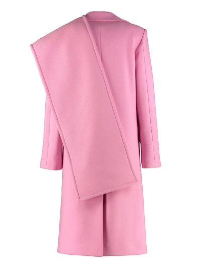 Shop Msgm Wool Blend Double-breasted Coat In Pink